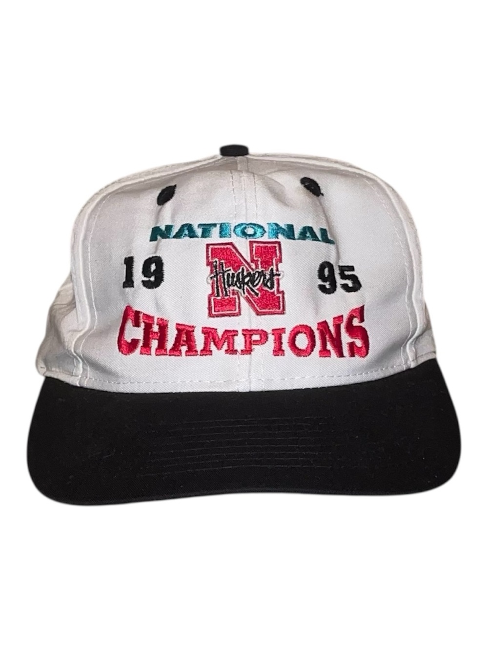 Vintage 1995 National Champions White and Black Cap - Huskers Design